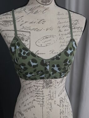 aerie Green Leopard Print Henley Bralette